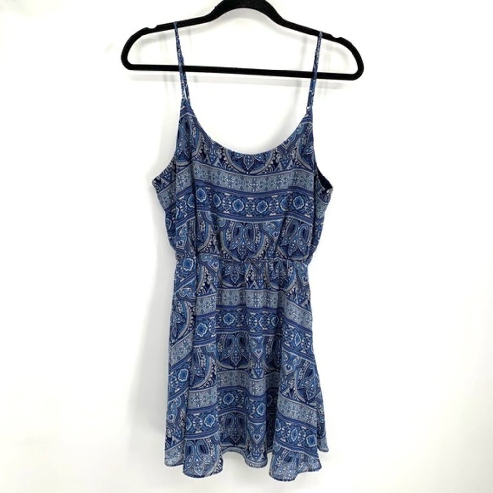 FOREVER 21 Blue Print Dress Flowy Sleeveless L